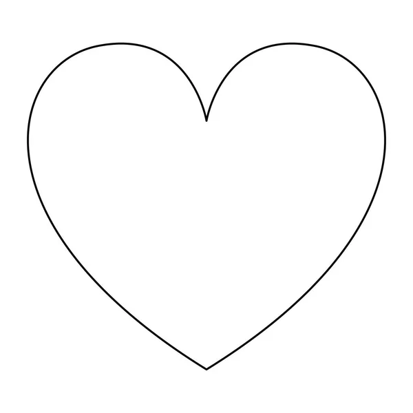 Sfondo bianco con silhouette monocromatica dell'icona del cuore — Vettoriale Stock