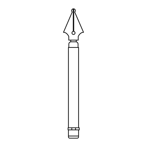 Fond blanc avec silhouette monochrome de stylo plume — Image vectorielle