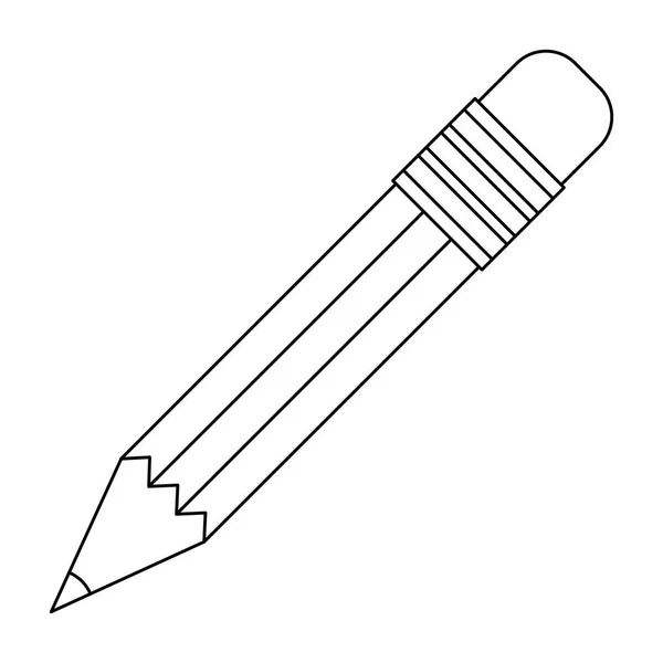 Fundo branco com silhueta monocromática de lápis com borracha — Vetor de Stock