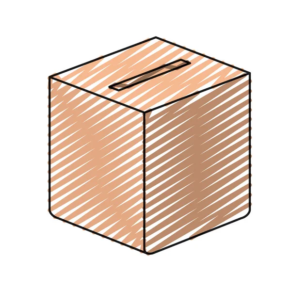 Warna krayon kotak karton siluet dengan slot - Stok Vektor