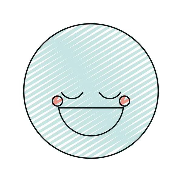 Warna krayon siluet wajah bahagia emoticon laki-laki dengan mata tertutup - Stok Vektor