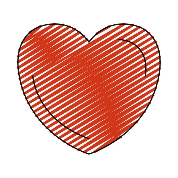 Kolor pastel sylwetka czerwone serce kształt symbol miłości — Wektor stockowy