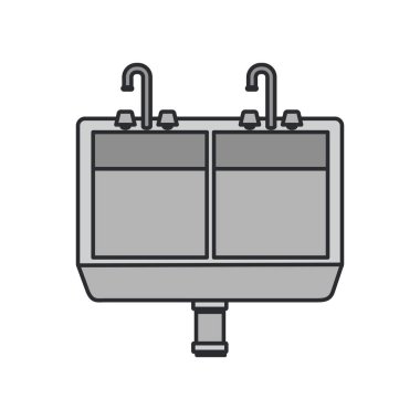 Önden Görünüm mutfak lavabo renkli görüntü