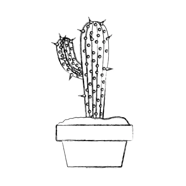 Niewyraźne sylwetki cactus duży oddział w puli — Wektor stockowy