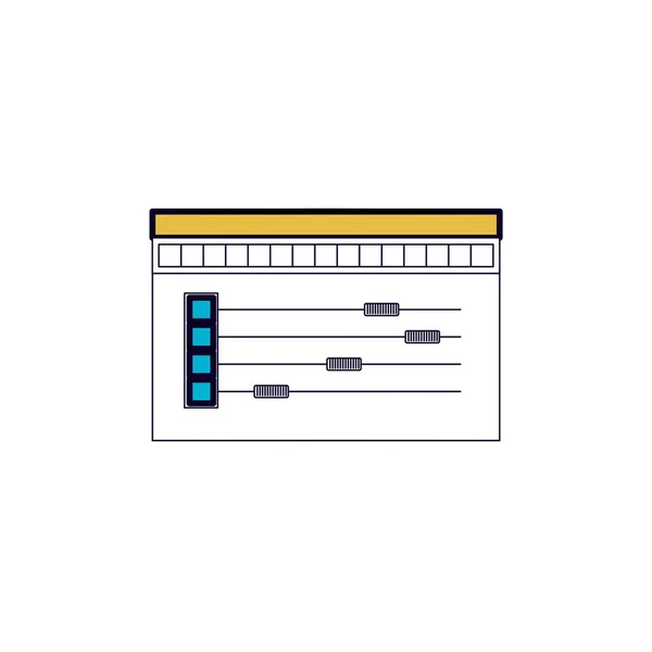 Fondo blanco con secciones de color silueta de herramienta de paleta de colores para gráficos de diseño — Vector de stock