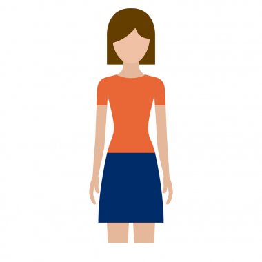 renkli siluet meçhul Önden Görünüm kadın etek ve kısa saç ile