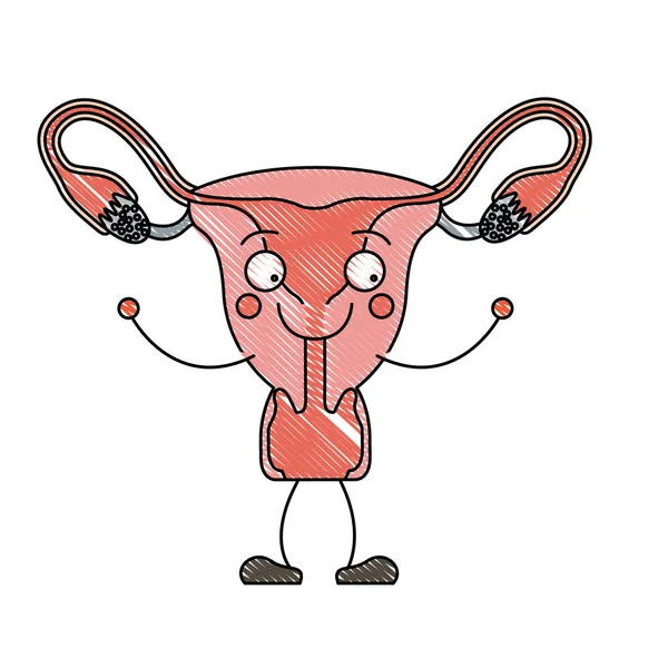 Kolor pastel sylwetka karykatura żeńskiego układu rozrodczego — Wektor stockowy
