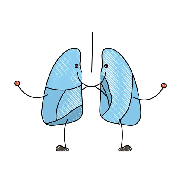 彩色蜡笔剪影漫画与幸福的脸呼吸系统 — 图库矢量图片
