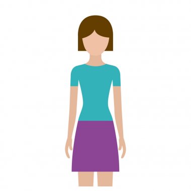 renkli siluet meçhul Önden Görünüm kadın etek ve kısa saç modeli ile