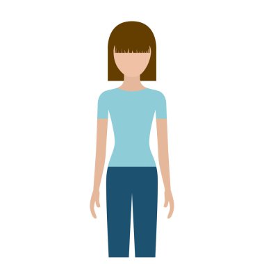 renkli siluet meçhul Önden Görünüm kadın pantolon ve düz kısa saç ile