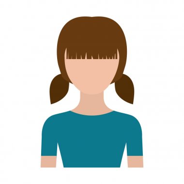 renkli siluet meçhul yarım vücut kız at kuyruklu saç modeli ile