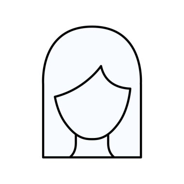 düz orta saçlı meçhul kadın silüeti kroki