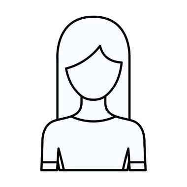 uzun saç modeli olan meçhul yarım vücut kadın silüeti kroki