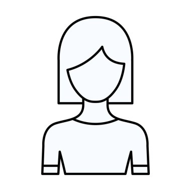 düz kısa saç modeli olan meçhul yarım vücut kadın silüeti kroki