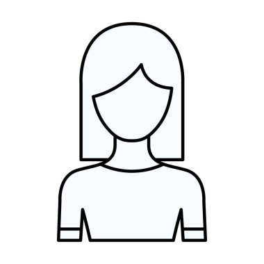 düz orta saç modeli olan meçhul yarım vücut kadın silüeti kroki