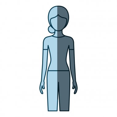 mavi renk gölgelendirme siluet meçhul Önden Görünüm kadın pantolon ve toplanan saç