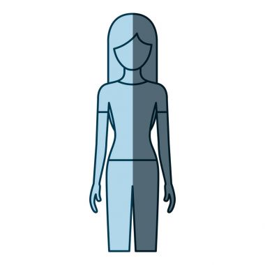 kadın uzun saçlı mavi renk gölgelendirme siluet meçhul Önden Görünüm