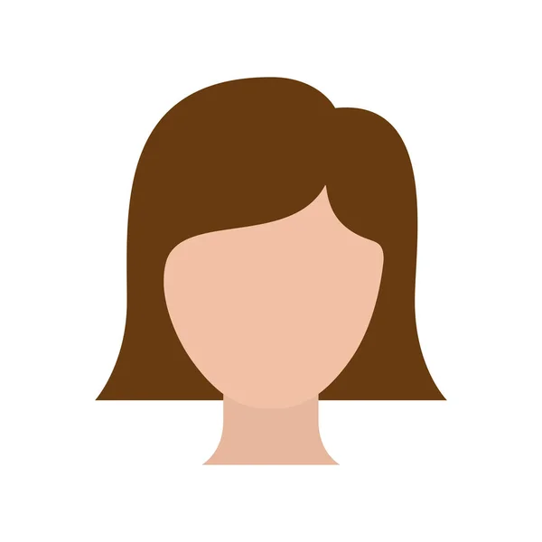 Silhouette colorée femme sans visage avec les cheveux courts droits — Image vectorielle