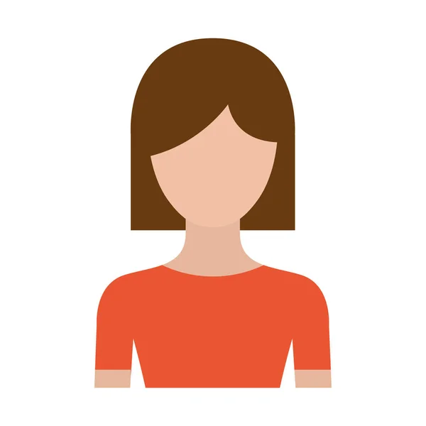 Färgglada siluetten ansiktslös halva kroppen kvinna med rakt kort frisyr — Stock vektor
