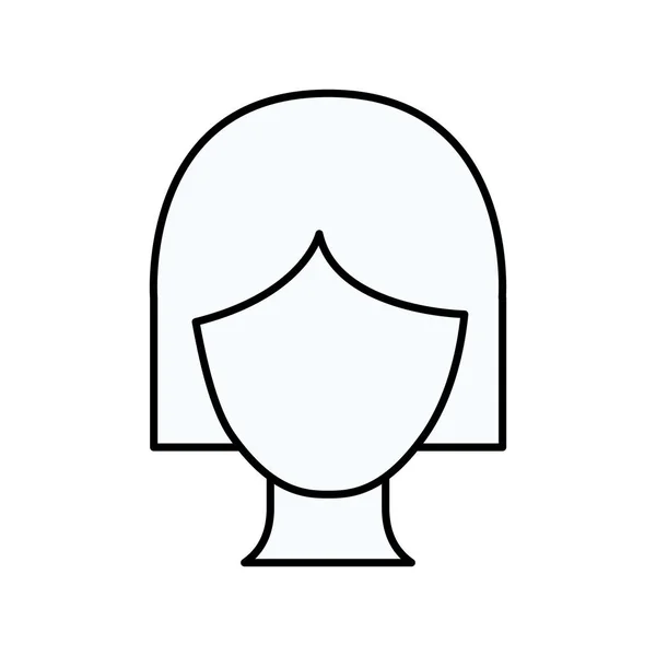 Boceto silueta de mujer sin rostro con peinado corto — Vector de stock