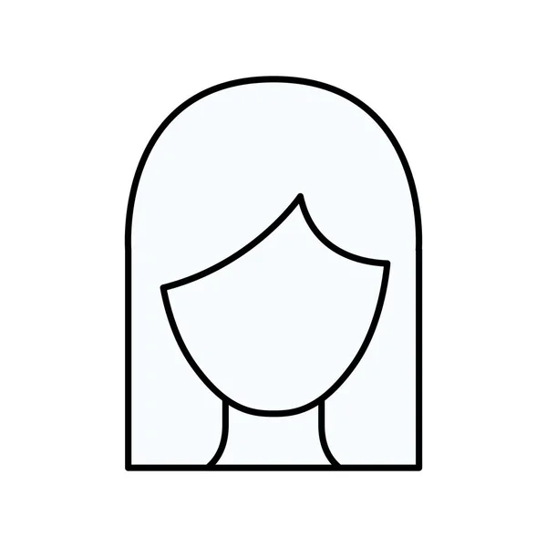 Skiss silhuetten av ansiktslösa kvinna med rak medium hår — Stock vektor
