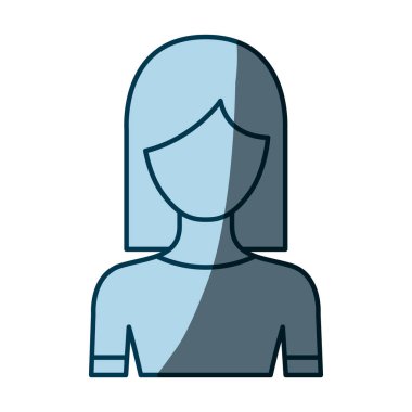 mavi renk gölgelendirme siluet meçhul yarım vücut kadın düz orta saç modeli ile