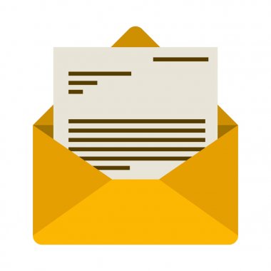 Beyaz arka plan ile renkli zarf posta mektubu ile açmış