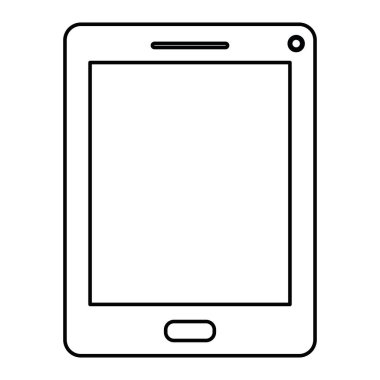 Beyaz arka plan ile tablet tek renkli siluet