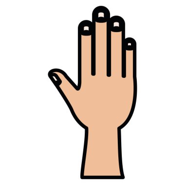 Beyaz arka plan ile renkli kalın kontur sağ eliyle silüeti