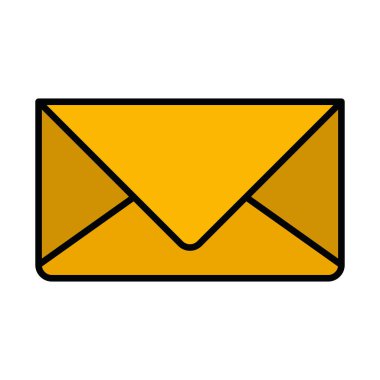 Beyaz arka plan ile renkli portre ile kalın kontur postayla zarf silüeti