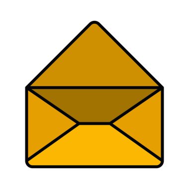 Beyaz arka plan ile renkli siluet zarf posta closeup kalın kontur ile açıldı