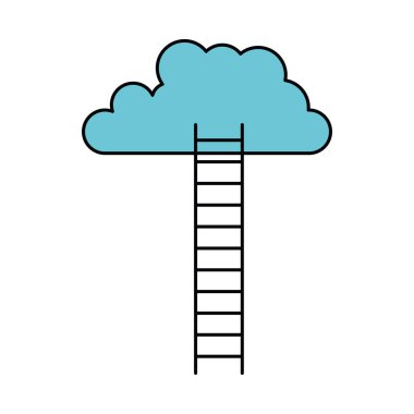 Beyaz arka plan ile kalın kontur bulut için renkli merdiven ile