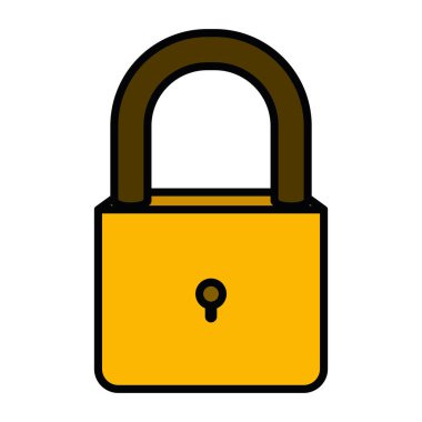 Beyaz arka plan asma kilit kalın kontur ile renkli silueti ile