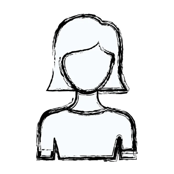 Wazig silhouet gezichtsloze halve lichaam jonge vrouw met rechte korte haarstijl — Stockvector