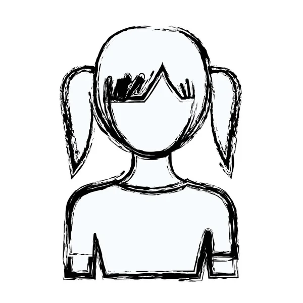 Rozmazané siluety anonymní polovinu těla dívka s copánky účes pár — Stockový vektor