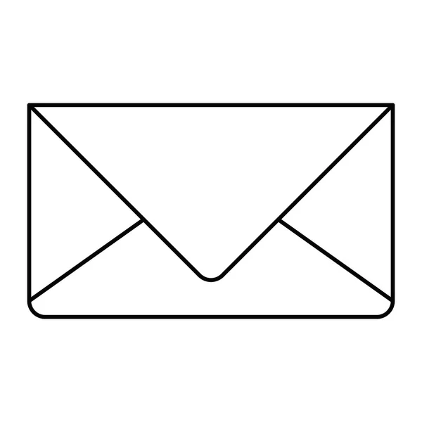 Tek renkli siluet closeup zarf posta ile beyaz arka plan — Stok Vektör
