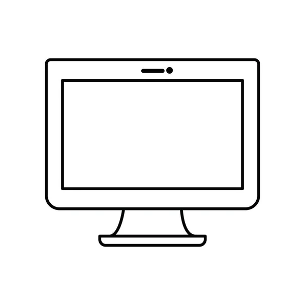 Fond blanc avec silhouette monochrome de moniteur lcd — Image vectorielle
