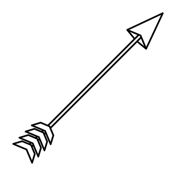 Білий фон з монохромним силуетом мисливської стріли — стоковий вектор
