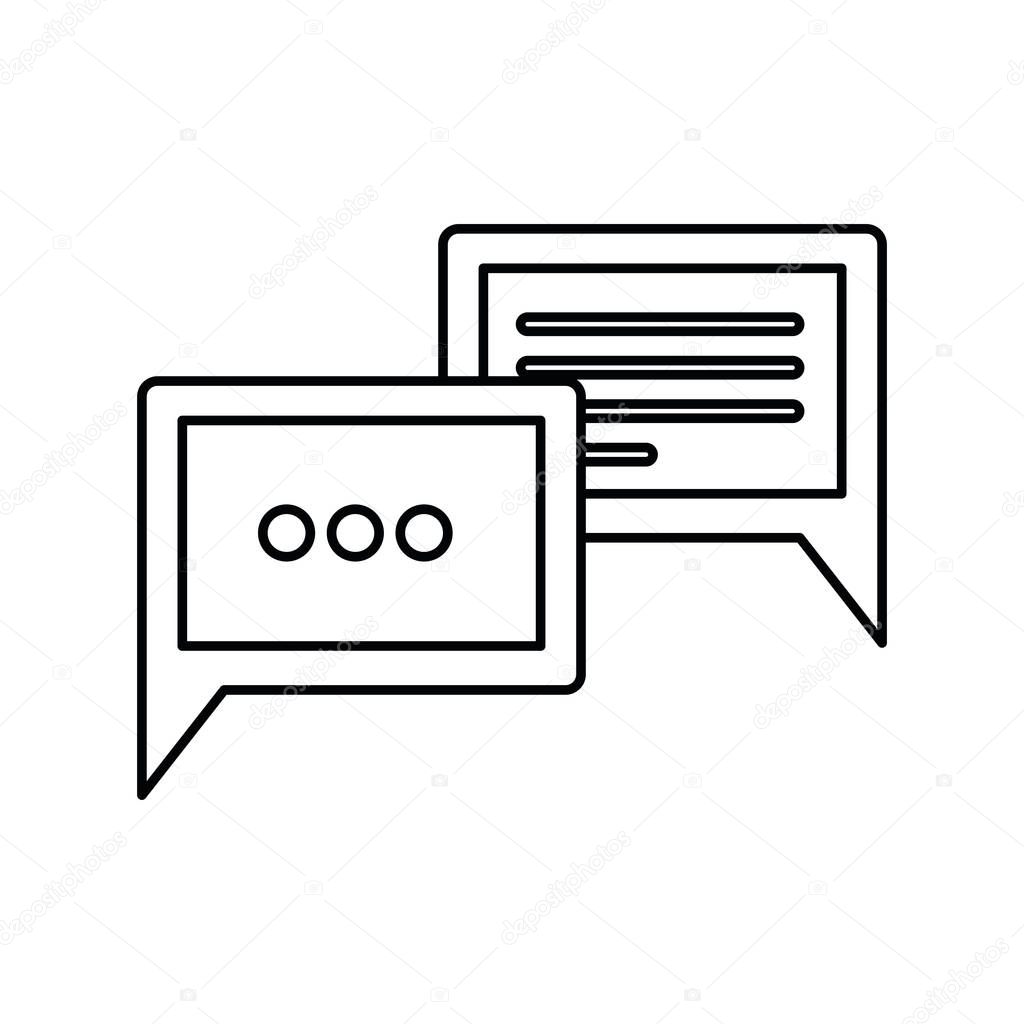 white background with monochrome silhouette of speech dialogues
