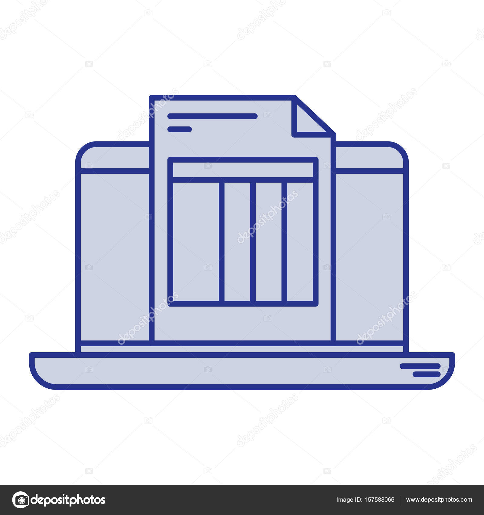 blue silhouette of laptop computer and billing sheet stock vector