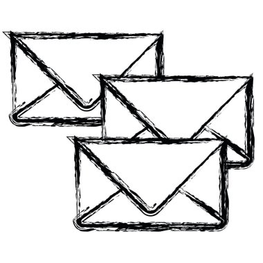 Beyaz arka plan ile zarf posta tek renkli bulanık kümesini