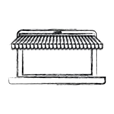 tek renkli bulanık siluet dizüstü bilgisayar online mağaza ile beyaz arka plan