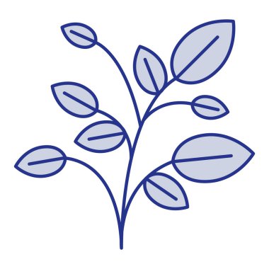 bitkinin dalları ve yaprakları ile mavi siluet