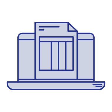 dizüstü bilgisayar ve faturalandırma sayfası mavi siluet