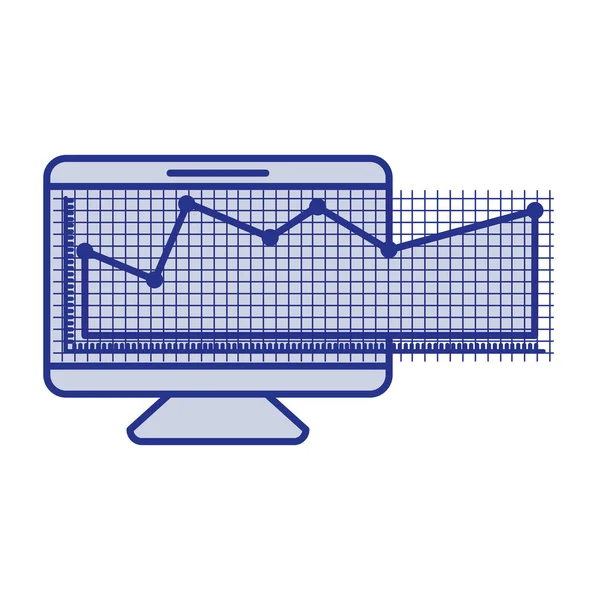 Modrá silueta obrazovky monitoru a finanční riziko grafiku — Stockový vektor