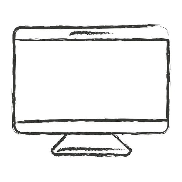 Silueta borrosa monocromática del monitor de pantalla — Vector de stock
