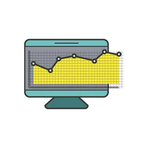 Barevné silueta obrazovky monitoru a finanční riziko grafiku — Stockový vektor