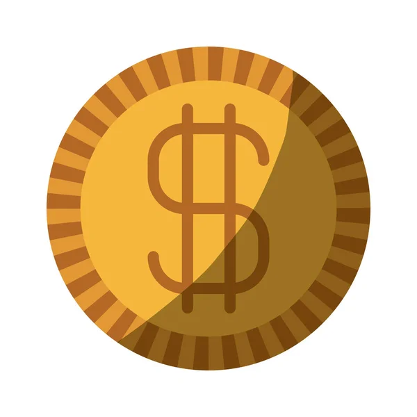 Barevné silueta mince se symbolem peněz bez kontur — Stockový vektor