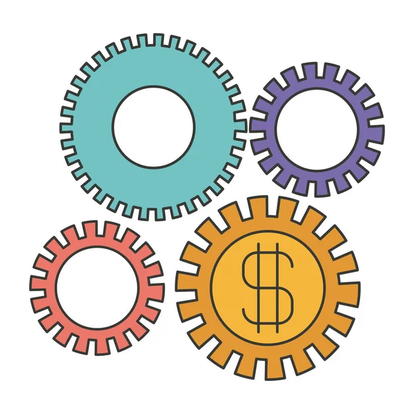 Silueta colorida de desarrollo económico gráfico — Vector de stock