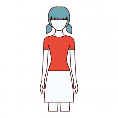 renkli bölümler siluet meçhul Önden Görünüm kız etek ve kısa kuyruklu ile